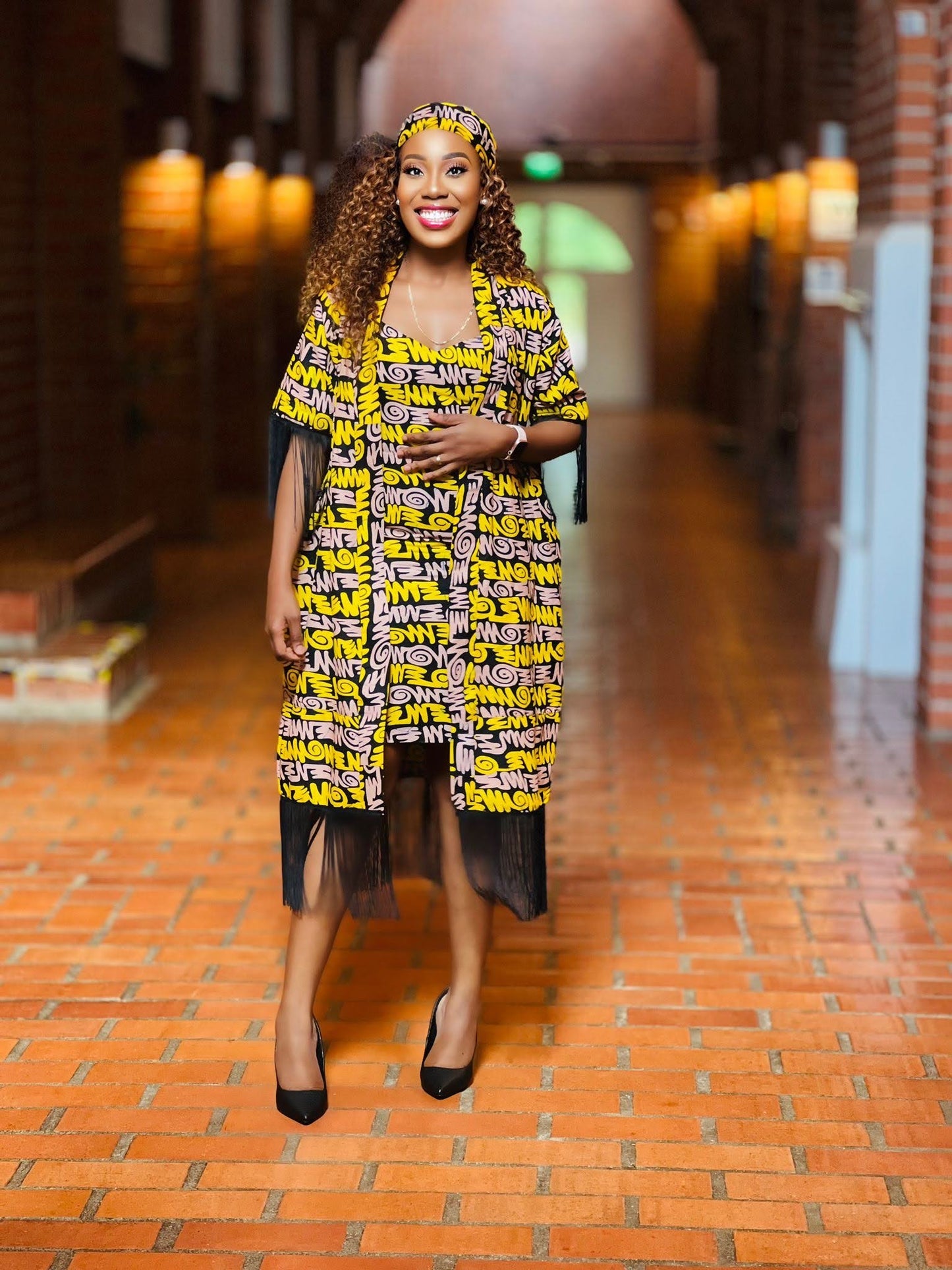 ESHEY TWO PIECE SET (FRINGE KIMONO AND SHORT DRESS)