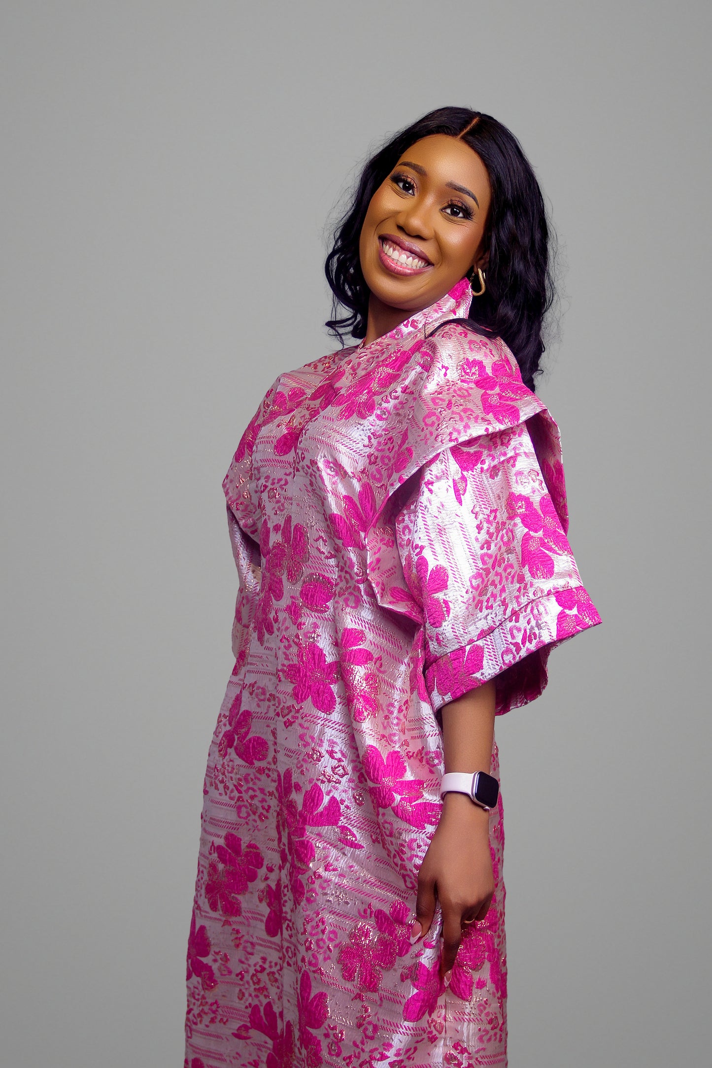 Metallic Floral Brocade Kaftan Dress