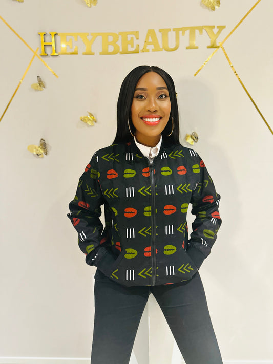 OWA TRIBAL PRINT BOMBER JACKET